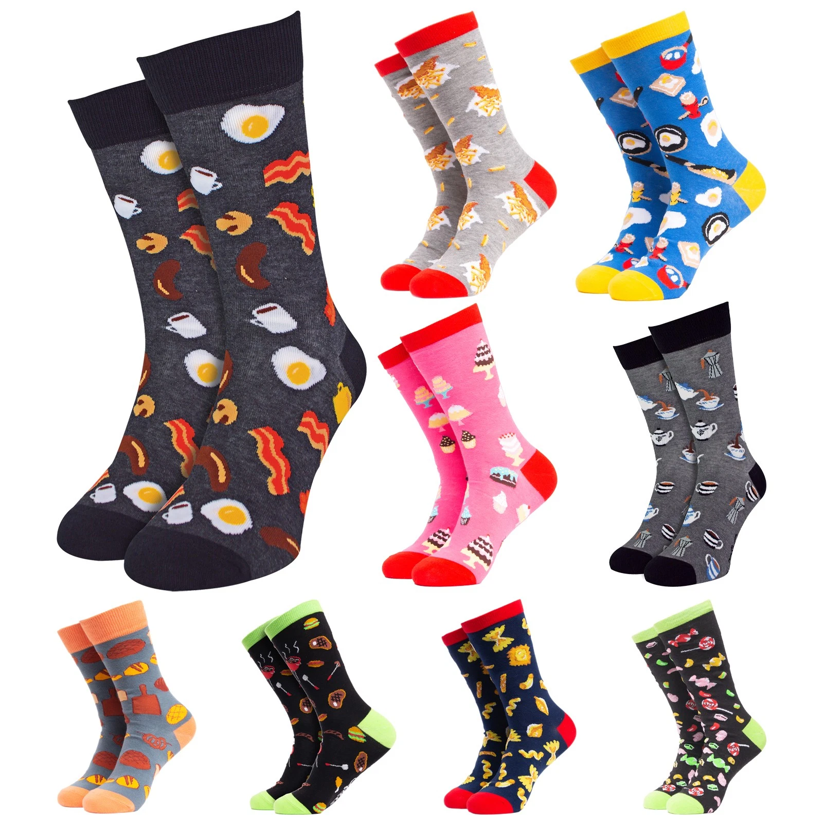 Mens Foods Socks by Soctopus Soft Cotton Patterned Novelty Gift Socks