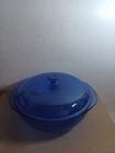 Vintage Cobalt Blue Pyrex 2 Quart Round Glass Dish & Lid Made In USA  024-S