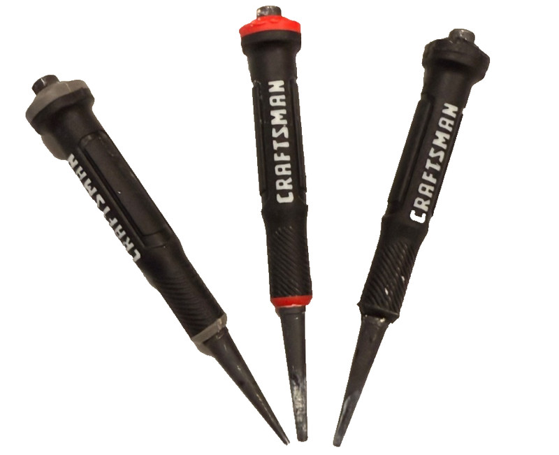 Craftsman Center & Nail Set Punch Lot – Set of 3 – Comfort Grip Handles