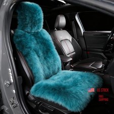 Fluffy Sheepskin Fur Car Seat Cover-genuine Plush Long Wool Car Peacock Blue