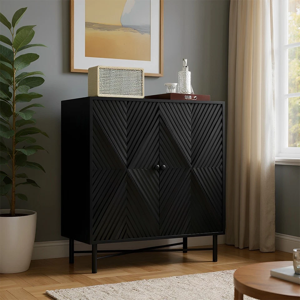 Винный бар шкаф с 14 винный стеллаж, стеклянный держатель, регулируемая полка отдельно стоящий новый - Изображение 4 из 4