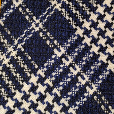 1970s VINTAGE WOOL BLUE WHITE TIE HOUNDSTOOTH / GLEN PLAID TEXTURE FEEL  56"