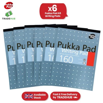 TRADEHUB 6x A5 Writing Pad with 160 Ruled Pages and Metallic Blue Cover
