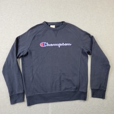 Champion Sweatshirt Mens Medium Navy Blue Embroidered Logo Pullover