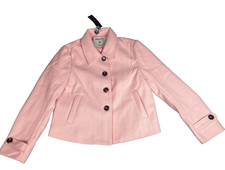 Allegra K Women Short Pink Pea Coat Single Breasted Turn-Down Collar Medium