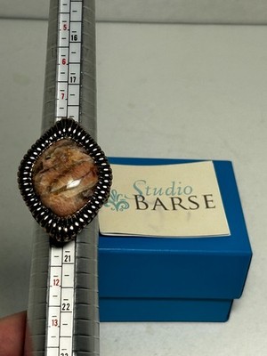 Vtg Gold Tone Studio Barsu Brown Stone Ring 9.5 in Box R3070