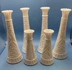 Vintage Milk Glass Bud Vases Set Of 6 Stars And Bars Pattern