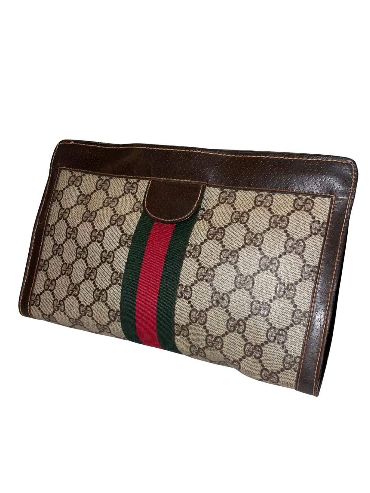 Authentic Vintage Gucci Sherry Line Clutch Handbag, PVC Leather