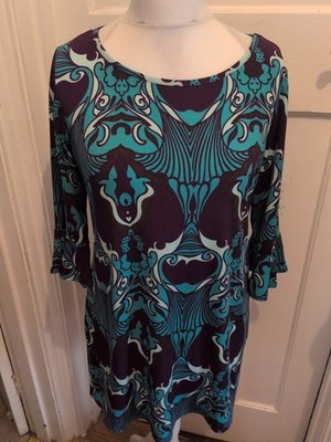 Cherokee 16 Kleid Aqua Lila Halbarm Knielang