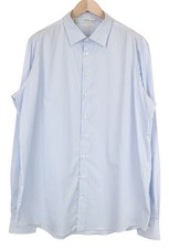 SUITSUPPLY Men's Formal Shirt 47L/18 1/2 Blue Striped Slim Pure Cotton Dress