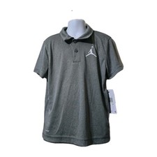 Jordan Boys 2-Piece Polo Shirt  Shorts Set Size 7 Gray Black Dri-Fit Jumpman...