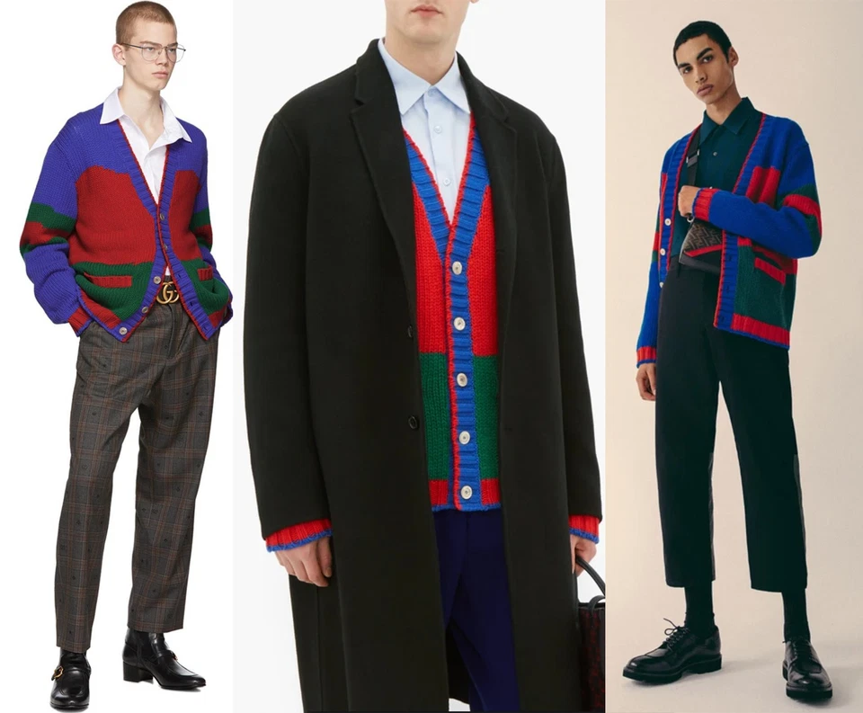 GUCCI MENS SWEATER OVERSIZED COLORBLOCK KNITTED CARDIGAN $1,350 sz L Large - Image 4 of 4