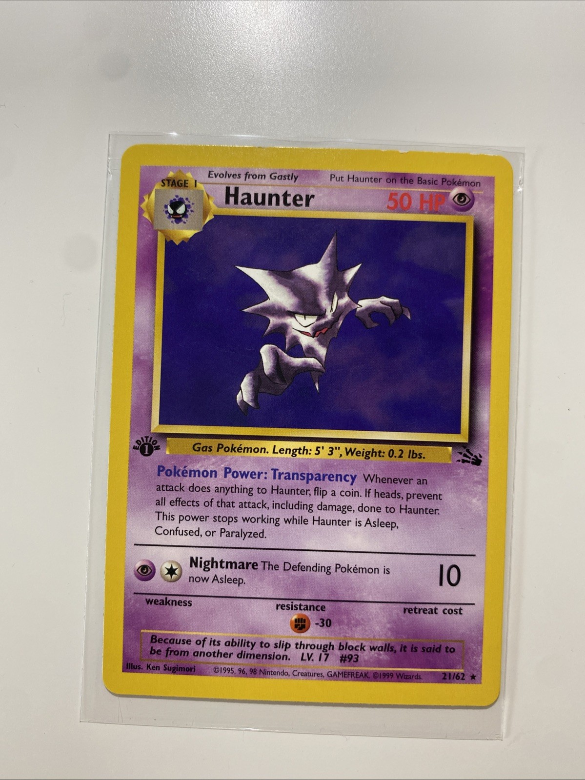 Haunter 21/62 Fossil Regular Non Holo 1st Edition Pokémon WOTC LP/NM