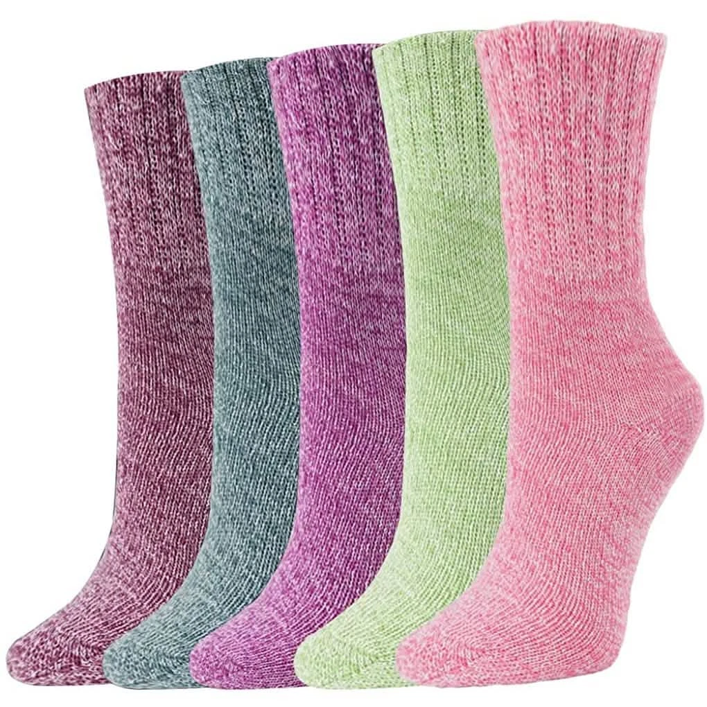 5-Pair: Women's Winter Socks Gift Box Free Size Thick Wool Soft Warm Casual