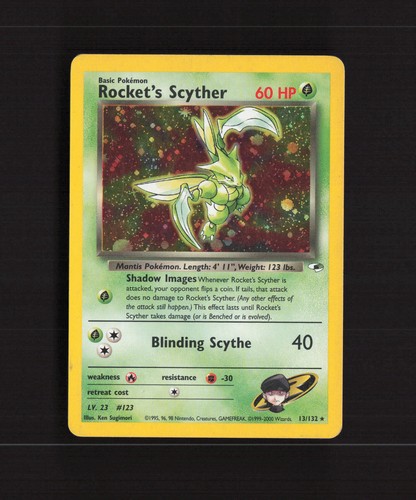 Rocket's Scyther 13/132 WOTC Gym Heroes Holo Rare Pokemon Card MP