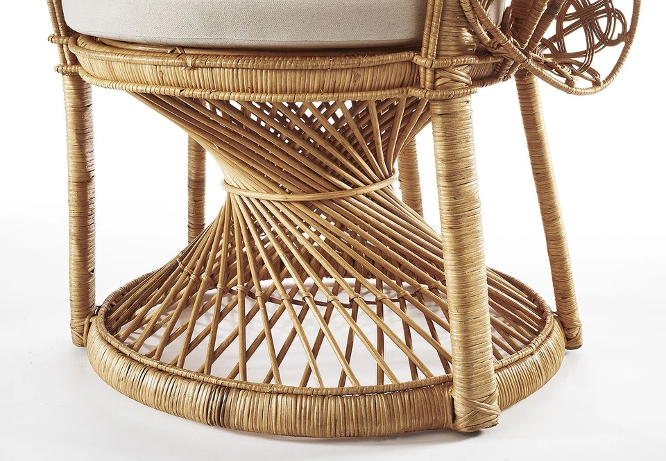 Rattansessel Pfauenthron Relaxsessel Korbsessel aus Rattan mit Kissen - Bild 4 von 4