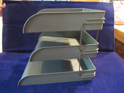 MCM GW Systems Metal Stacking File Storage 3 Tier Desk Organize Sturdy Vtg   F