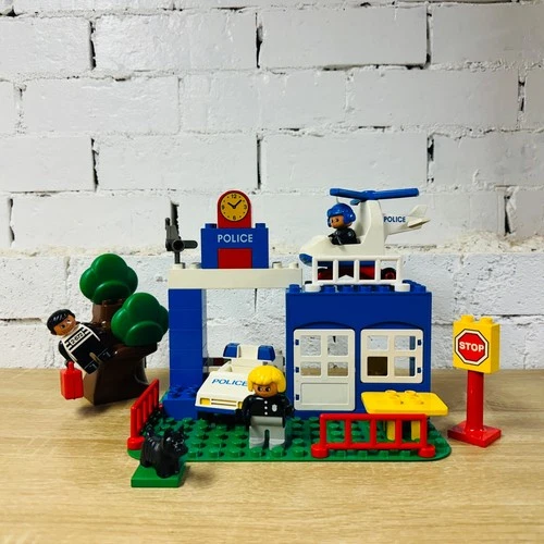 Vintage 1996 Lego Duplo 2683 Police Station Set Robber Helicopter Patrol Car