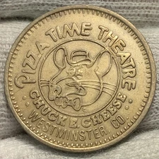 1980 Chuck E Cheese WESTMINSTER CO 25c Token Pizza Time Theatre ~ XX RARE (X404)