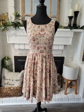 Anthropologie Hd In Paris 100% Silk Tea Party Print Pleated Bust Sleeveless...