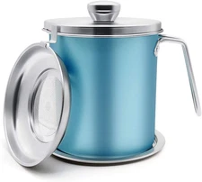 Bacon Grease Container, 2L Stainless Steel Oil Storage Can Container with Strain