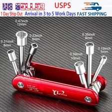 US 6 in 1 Folding Nut Driver Set SAE Hex Nut Driver Set Folding Socket Wrench
