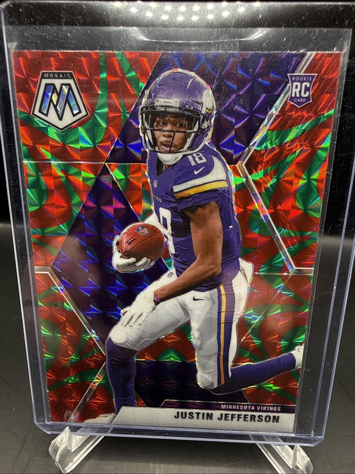 2020 Panini Mosaic #209 Justin Jefferson Rookie RC Reactive Green Prizm Vikings