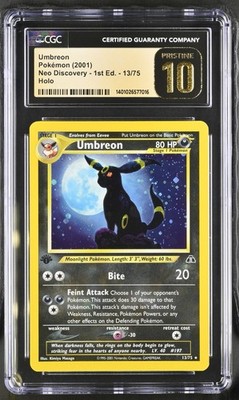 Pokemon Umbreon 13/75 Neo Discovery 1st Edition Holo CGC Pristine 10 PoP 4  | eBay