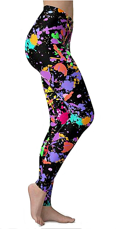 Sissycos Women's Paint Splash 80s Leggings Brushed Buttery Soft