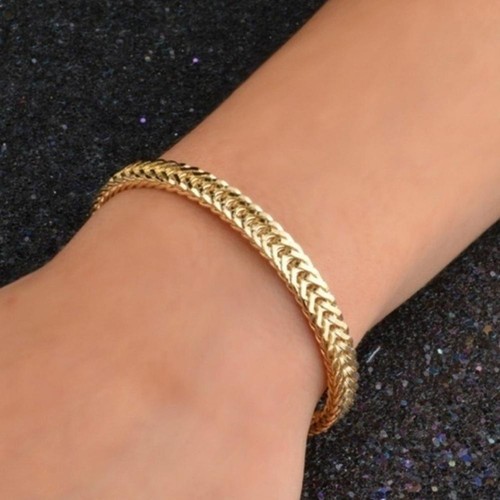 Lo último Pulsera Dorada Hombres Joyería Moda Pulseras de Cadena Cubana ~ - Imagen 2 de 13