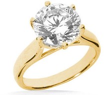 2.01 ct Round Diamond Engagement 14k Yellow Gold Solitaire Ring H color, SI1