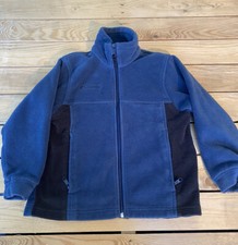 columbia sportswear Size 8 Youth Fleece Jacket, 100 Polyester Navy/gray EUC E6
