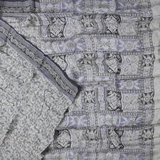 Namaste Vintage Gray Sarees 100% Pure Silk Printed Indian Sari 5YD Craft Fabric