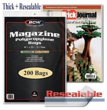 200 THICK Resealable Magazine Protection Poly Bags Safe Storage Sleeve Flap BCW