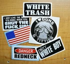 6pk Funny Hard Hat Stickers | White Trash Dirty Boy American Flag Redneck USA