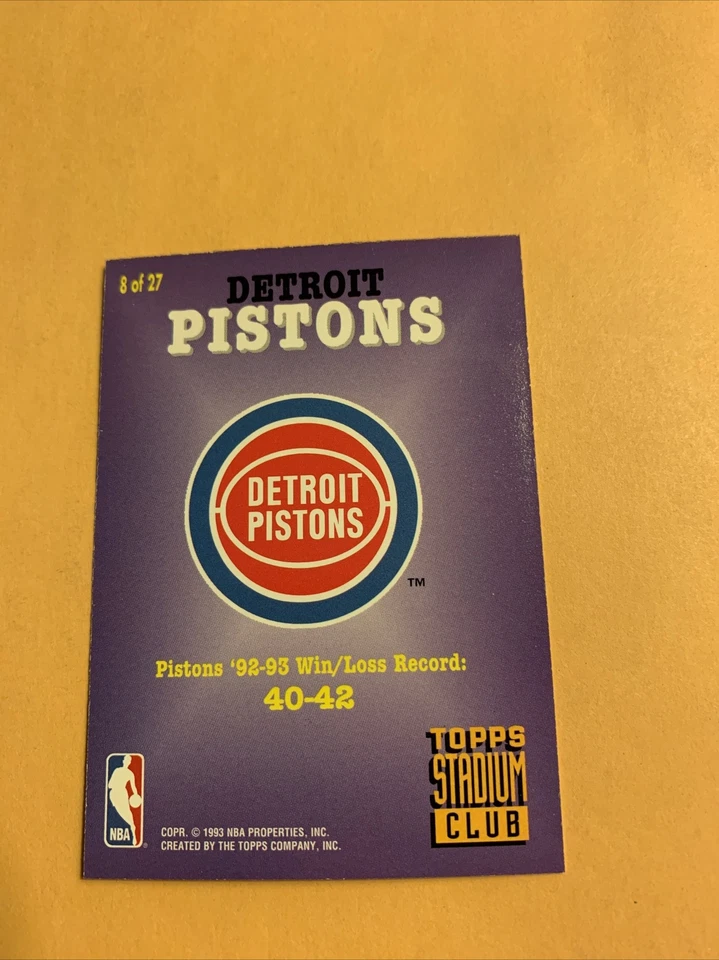 #8 Detroit Pistons Super Team 1993 94 Stadium club Set Break members only - Image 2 of 2