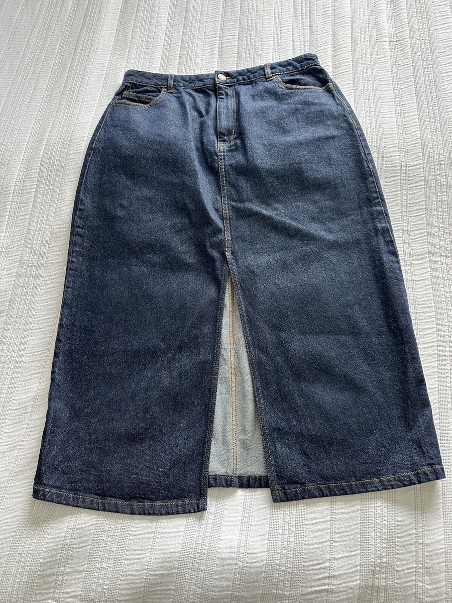 Nobody's Child BNWOT Blue Denim Front Split Midi Skirt Size 14
