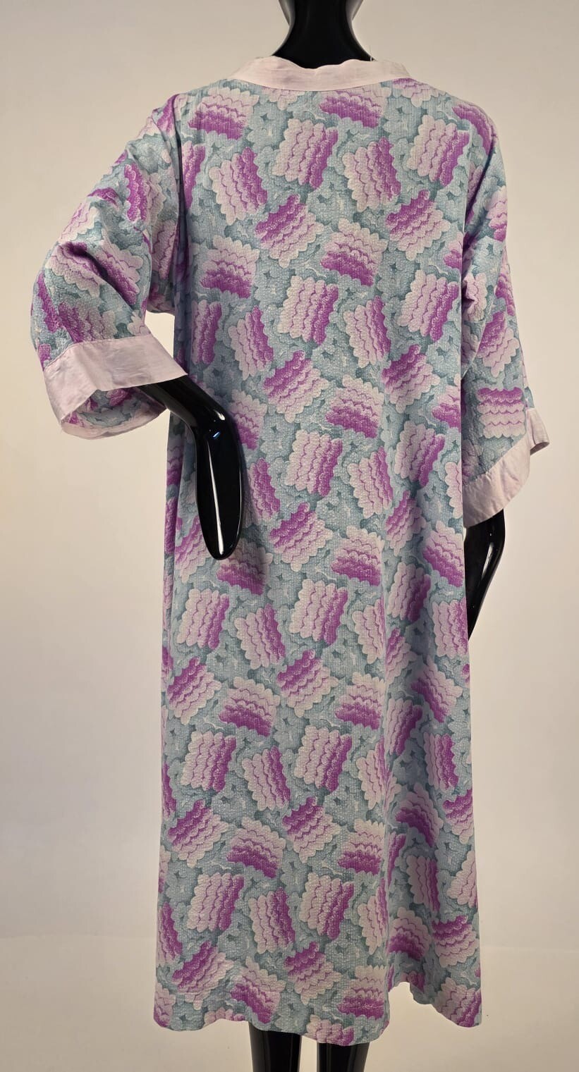 ANTIQUE 1930’S DECO PRINT COTTON ROBE - image 6