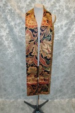 Pastor Stole Black Floral with Rust Suede Back and Trim...Tall