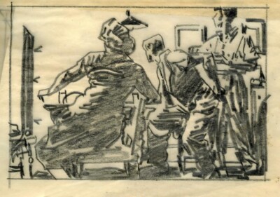Value Study 1945 Robert Fawcett Midcentury Illustration Sketch Storyboard Print
