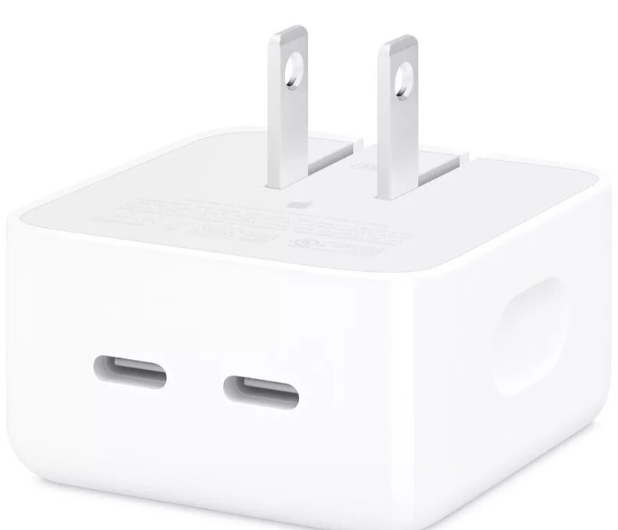 Apple 35W Dual USB-C Port Compact Power Adapter, New. MW2H3AM/A.