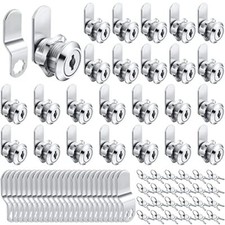 24 Set Cabinet Locks with Keys Cabinet Cam Lock Set Keyed Alike 5/8'' Cylinde...