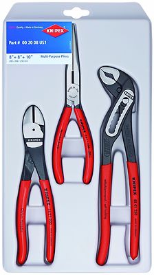 Knipex 3pc Plier Set 002008US1 Alligator Diagonal Cutter Snipe Long Nose Pliers