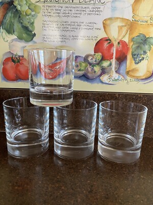 4 Guy Degrenne Heavy 8 Oz Crystal Metropolitan Whiskey Glasses Signed