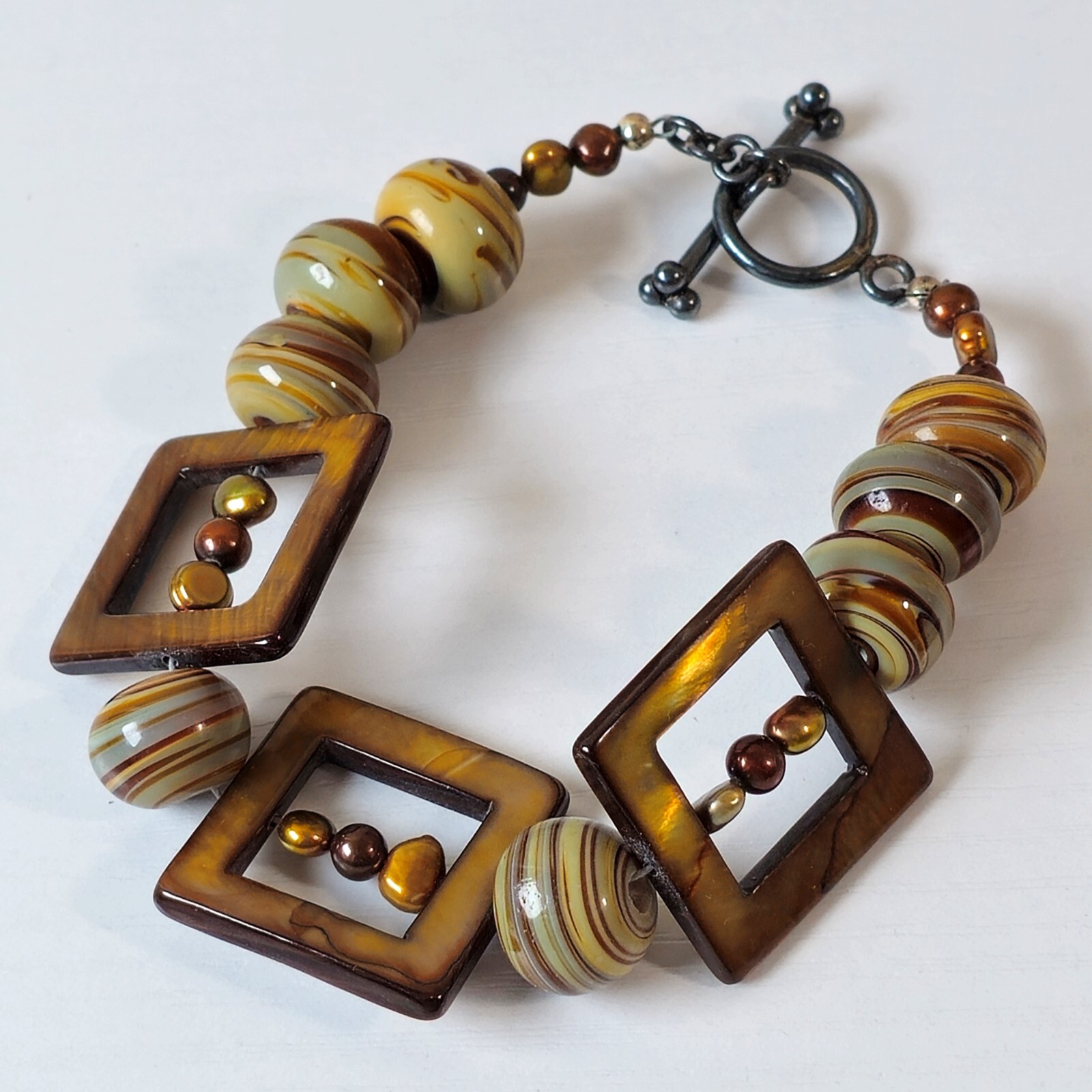 Vintage VTG Brown Geometric Bracelet