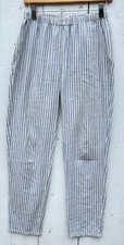 Eileen Fisher Blue Striped Hemp Organic Cotton Blend Straight Leg Pants Size XXS