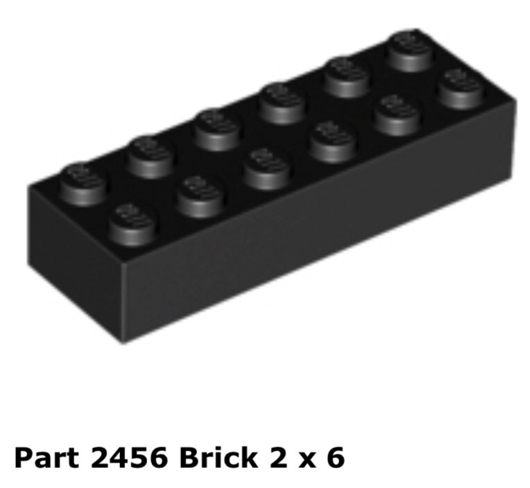 Lego 1x 2456 Black Brick 2 x 6 7141 | eBay