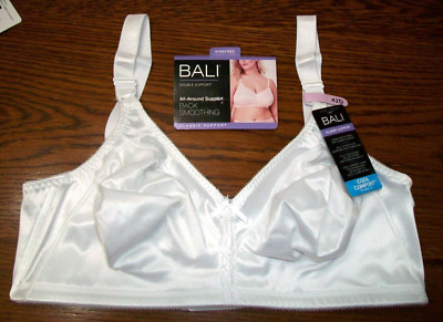 NWT BALI 42D WHITE COOL COMFORT WIREFREE BONED SEAMLESS SILKY SOFT CUP BRA~3820