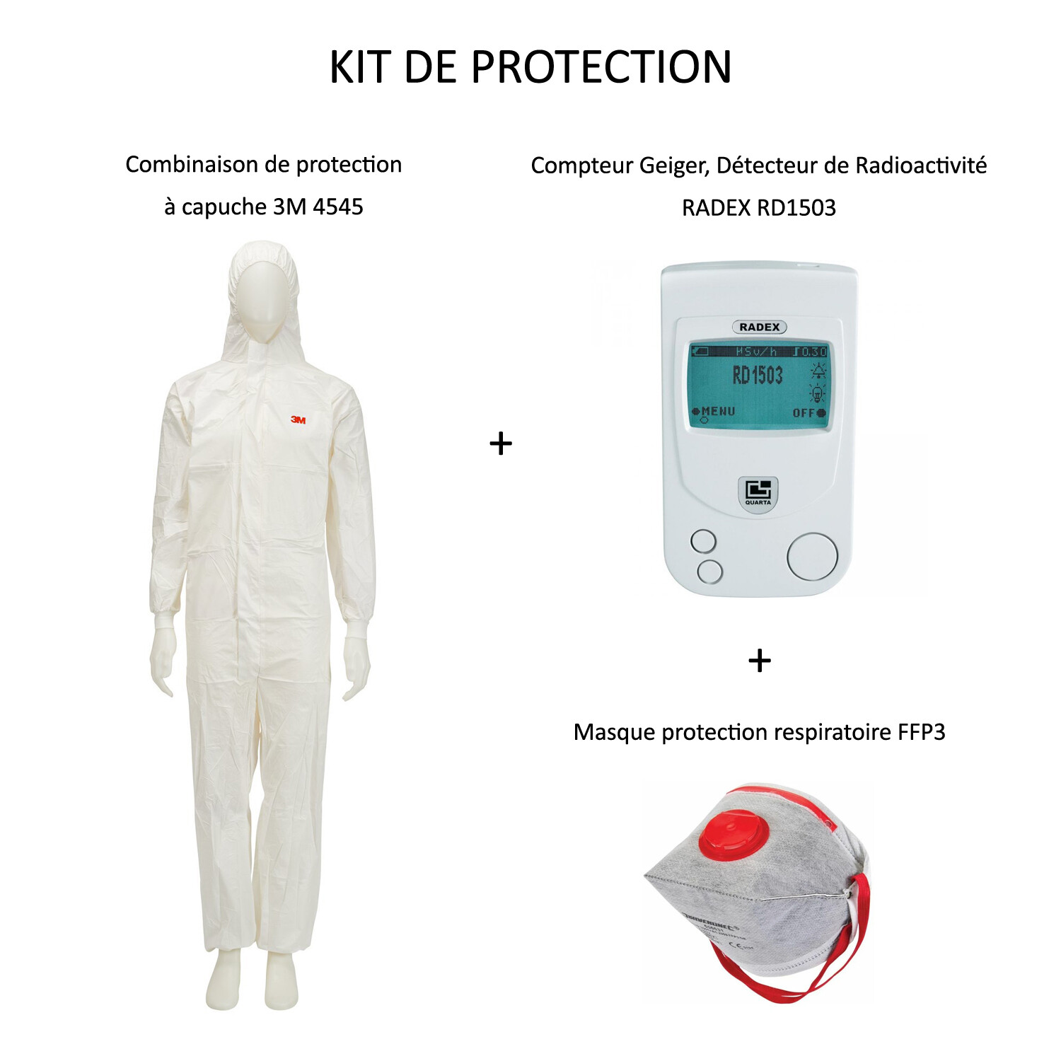 Compteur Geiger RADEX RD1503 pack de détection radioactive et protection 2XL