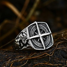 Nordic Navigational Compass Ring Stainless Steel Male Boyfriend Biker Punk Ring